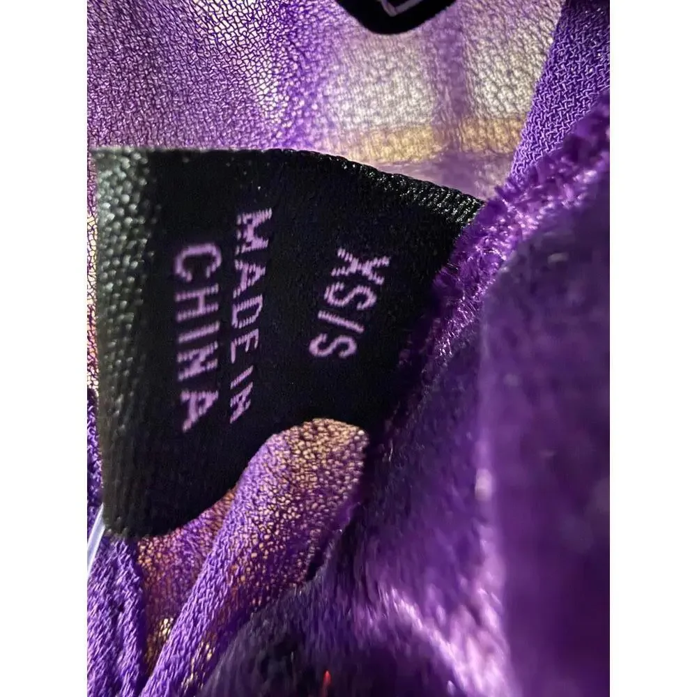 NWT G by Giuliana Women's Black Label Chiffon Poncho Velour Trim Purple Size XS - Picture 8 of 8